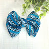 Dog Collar Bow Tie Techno Fabric 5" Blue Leopard Stripe