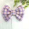 Dog Collar Bow Tie Techno Fabric 5" Lilac Pink Plaid