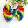 Dog Collar Bow Tie Techno Fabric 5" Rainbow Leopard