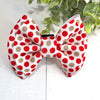 Dog Collar Bow Tie Techno Fabric 5" Red Tan Dots