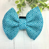 Dog Collar Bow Tie Techno Fabric 5" Teal Hexagon
