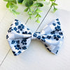 Dog Collar Bow Tie Cotton 5" Grey Block Paw Print