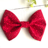 Dog Collar Bow Tie Cotton 5" Red 2 Tone Dots