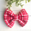 Dog Collar Bow Tie Techno 5" Red White Plaid