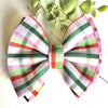 Dog Collar Bow Tie Techno 5" Pink & Lime Holiday Plaid