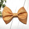 Dog Collar Bow Tie Cotton 5" Orange Pin Dot