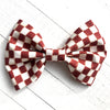 Dog Collar Bow Tie Cotton 5" Rust Checkerboard