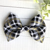 Dog Collar Bow Tie Cotton 5" Black and Gold Plaid
