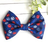 Dog Collar Bow Tie Cotton 5" Blue Smiley Faces