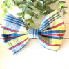 Dog Collar Bow Tie Cotton 5" Blue Yellow Plaid