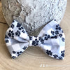 Dog Collar Bow Tie Cotton 5" Grey Block Paw Print