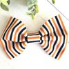 Dog Collar Bow Tie Cotton 5 inch Orange Black Stripe