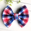 Dog Collar Bow Tie Techno 5" Patriotic Plaid