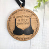 Ornament Handmade 4" Wood Supportive Friend Black